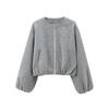 European and American Style, New Women's Clothing, Fashionable Versatile Round Neck Soft Short Bomber Jacket