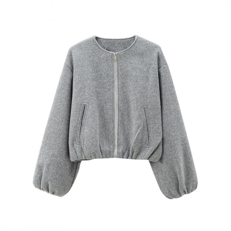 European and American Style, New Women's Clothing, Fashionable Versatile Round Neck Soft Short Bomber Jacket