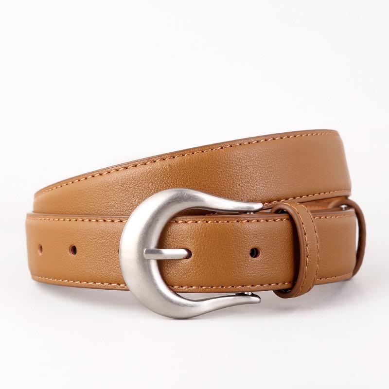 

Genuine Leather Womens Casual Belt With Alloy Buckle For Office Wear And Daily Use хакі