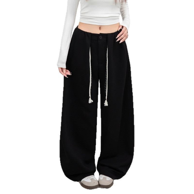 Wide-leg pants women's spring and autumn new high-waisted loose straight casual drape lazy wind scimitar sports pants