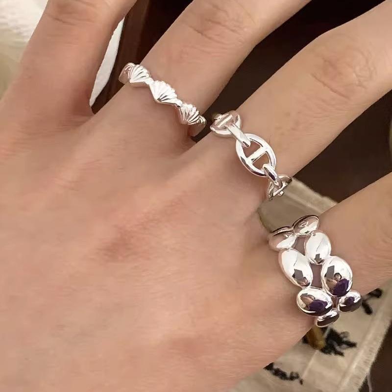 Elegant Minimalist Korean Designed Open Adjustable Ring For Women In Chic Shell Pig Nose Style