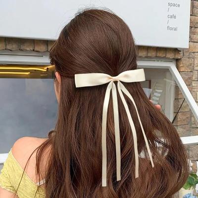 Vintage Sweet Bow Hair Clips Elegant Women Girls Long Ribbon Hairpin Daily Party Gifts Wedding Jewelry Fashion Style Accessories