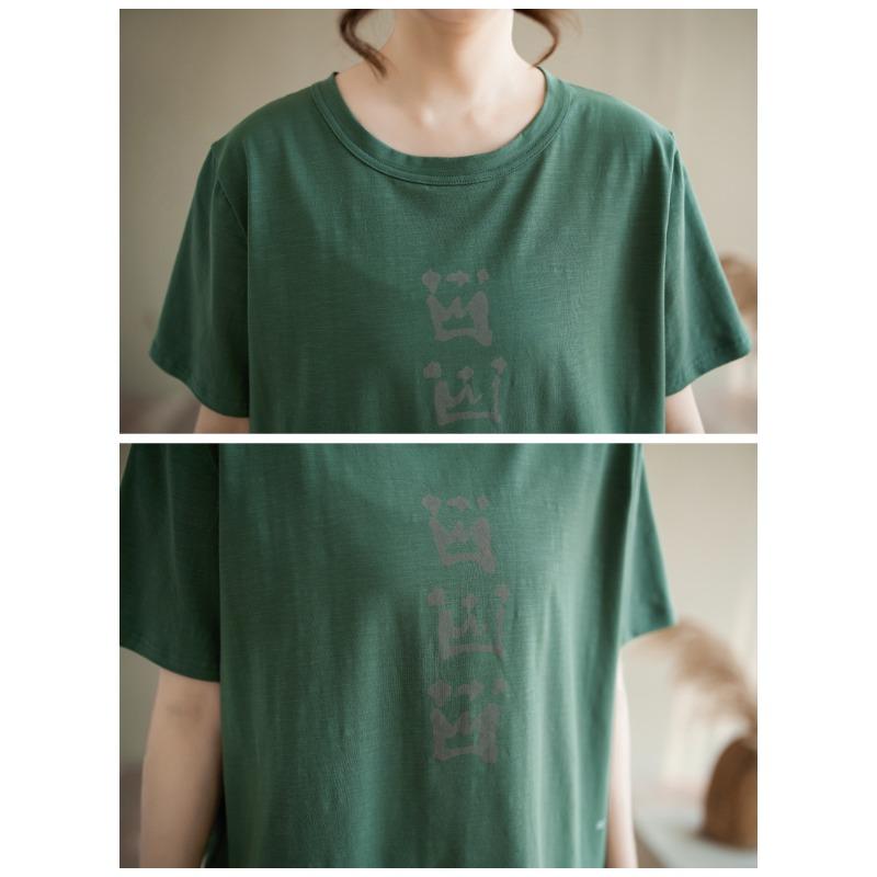 DIMANAF 2026 Summer Women Plus Size New Tees Shirt Vintage Print Short Sleeve Cotton Casual Loose Lady Tops