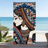 Traditional Geisha Print Beach Towel Vintage Kimono Koi Fish Floral Art Design Beach Blanket Soft Quick Dry Sand Resistant Towel