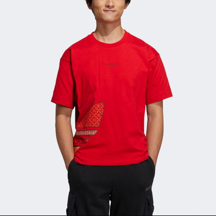 Adidas Originals Clover CNY Year Of The Tiger Limited Edition Logo Print Crew Neck T-Shirt Unisex Tops Red HC0573