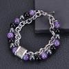 2025 Men's Double Layer Tiger Eye & Black Magnetic Stone Stainless Steel Bracelet with OT Buckle