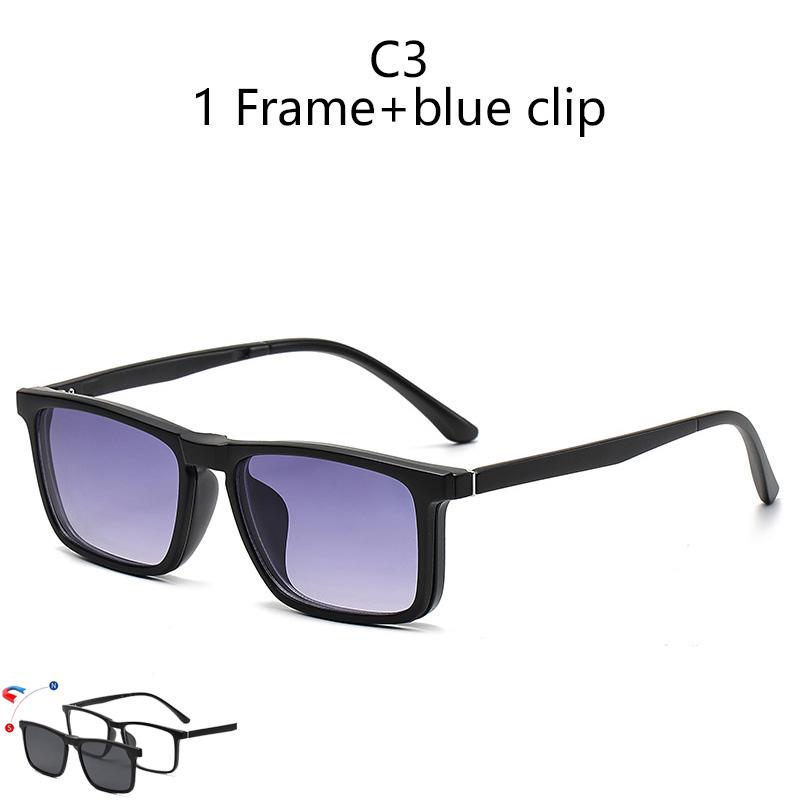 2 in 1 Sunglasses For Cycling - TR90 Sunglasses Sports Vintage Magnetic Clip-On Spectacle Square Frames Trendy Sunglasses Set