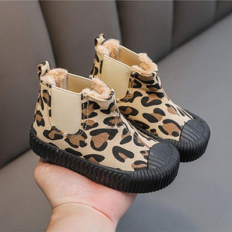 

2025 South Korea autumn and winter high-top canvas shoes children s velvet boys and girls baby casual soft-soled boots biscuit shoes version is thin, foot fat plus one yard
