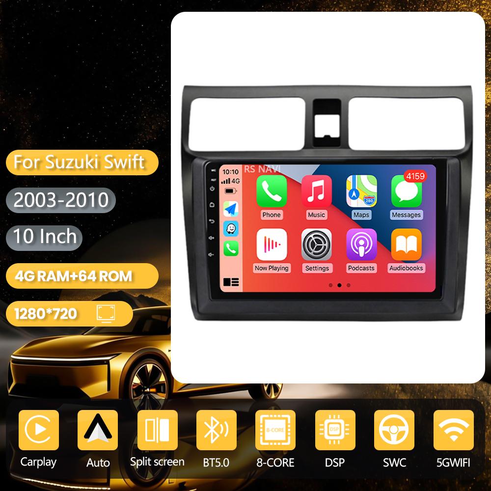 Android 16 for Suzuki Swift 2003 - 2010 Carplay Auto Radio Multimedia Player Car Radio GPS Stereo QLED Screen 360° Camera