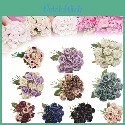 Lush Artificial Rose Bouquet Silk Flowers With High Realistic Appearance For Home Decoration