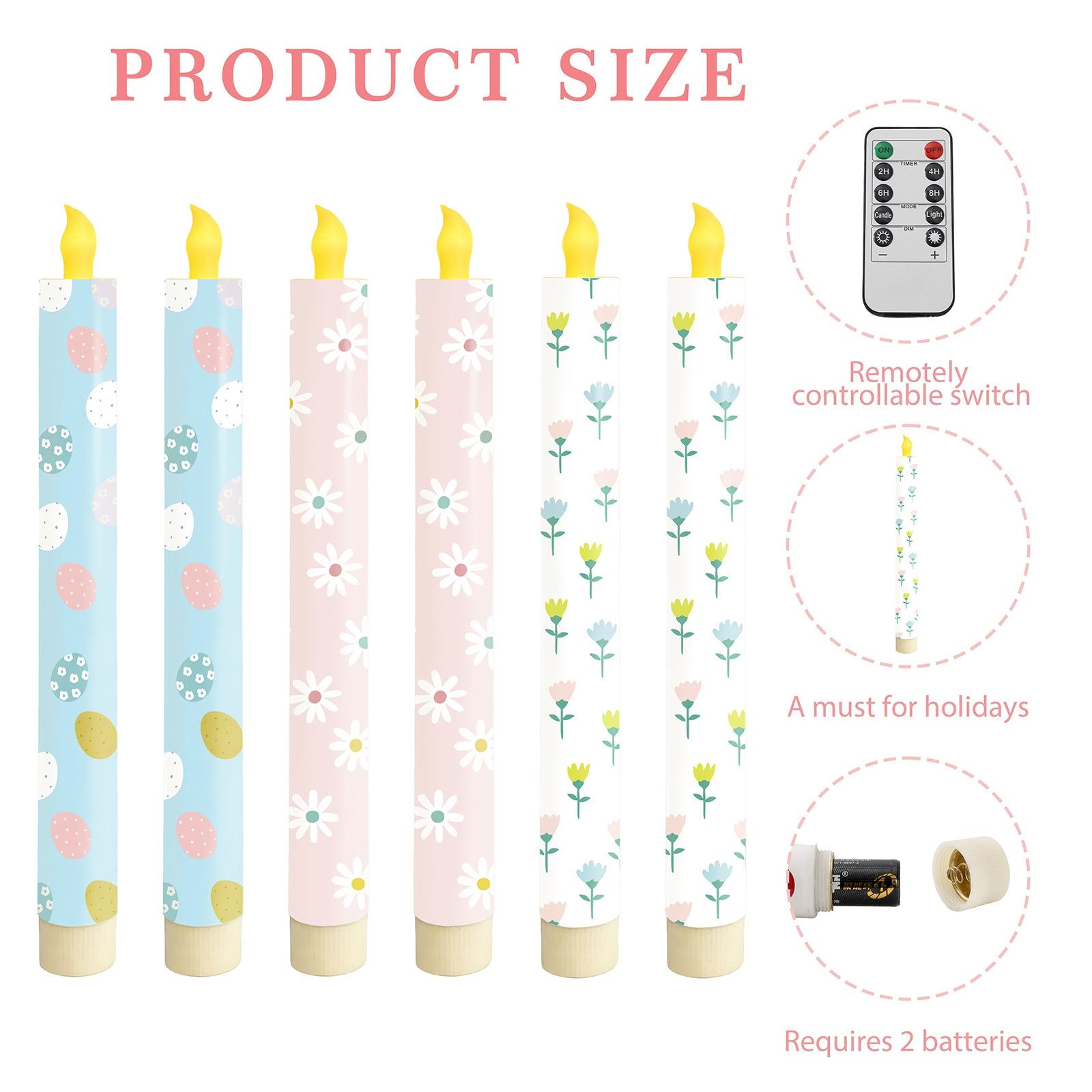 

Easter Printed Timed Electronic Candle Candlelight Dinner Home Decor Party Wedding Candle Decorative Ornament One Size