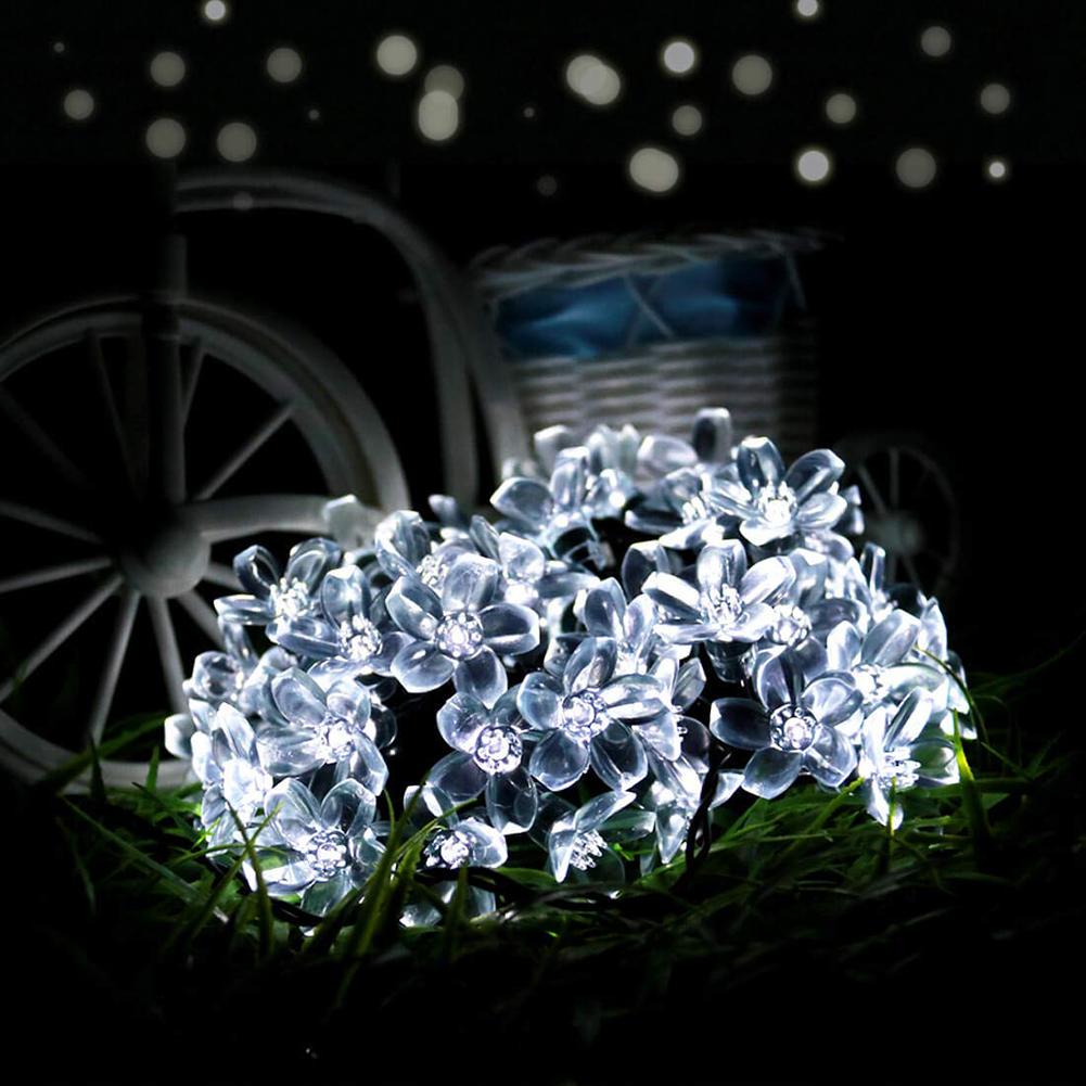 Solar Garland Cool White Flowers For Terrace Balcony Garden Lamps 50Led
