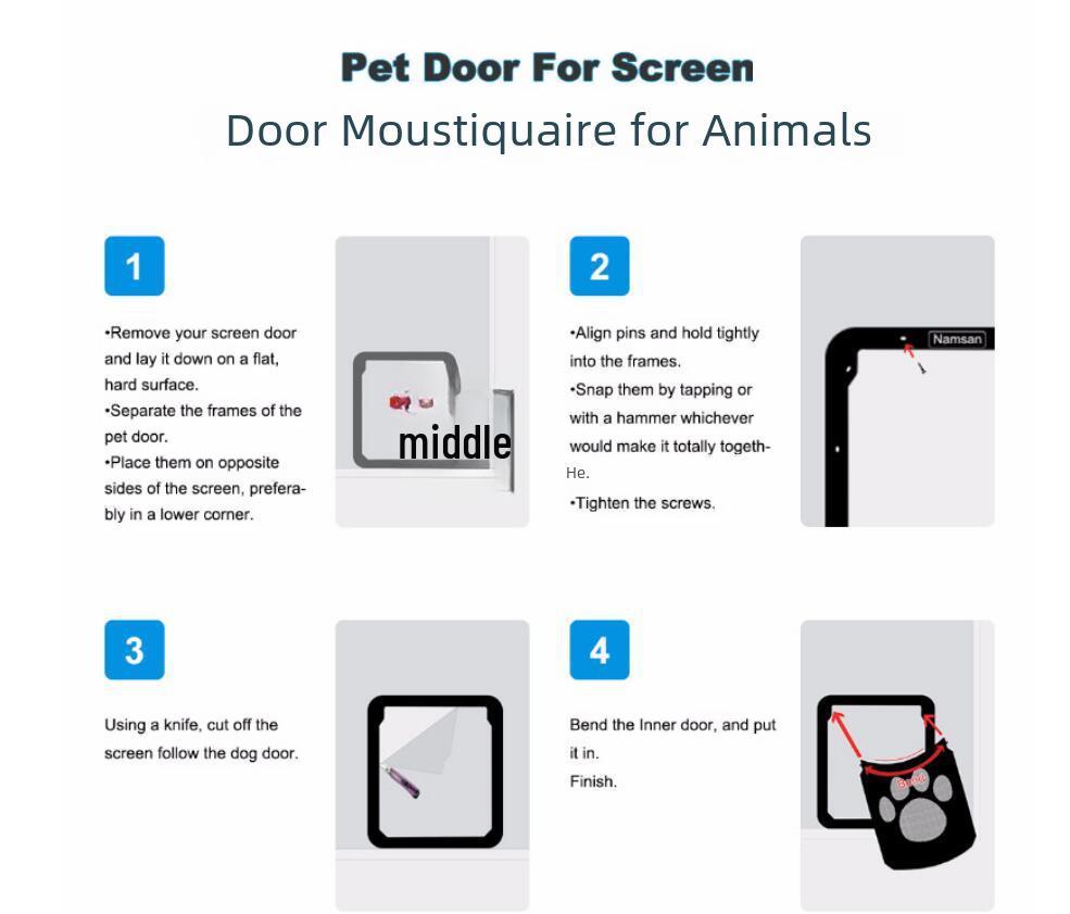 Paw Print Small Pet Screen Door - Anti-Bite for Cats and Dogs