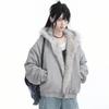 Winter Elegant Liner Fur Loose Coat Women Y2k Fur Collar Hood Thick Fashion Parkas Casual Outerwear Cotton Padded Jackets