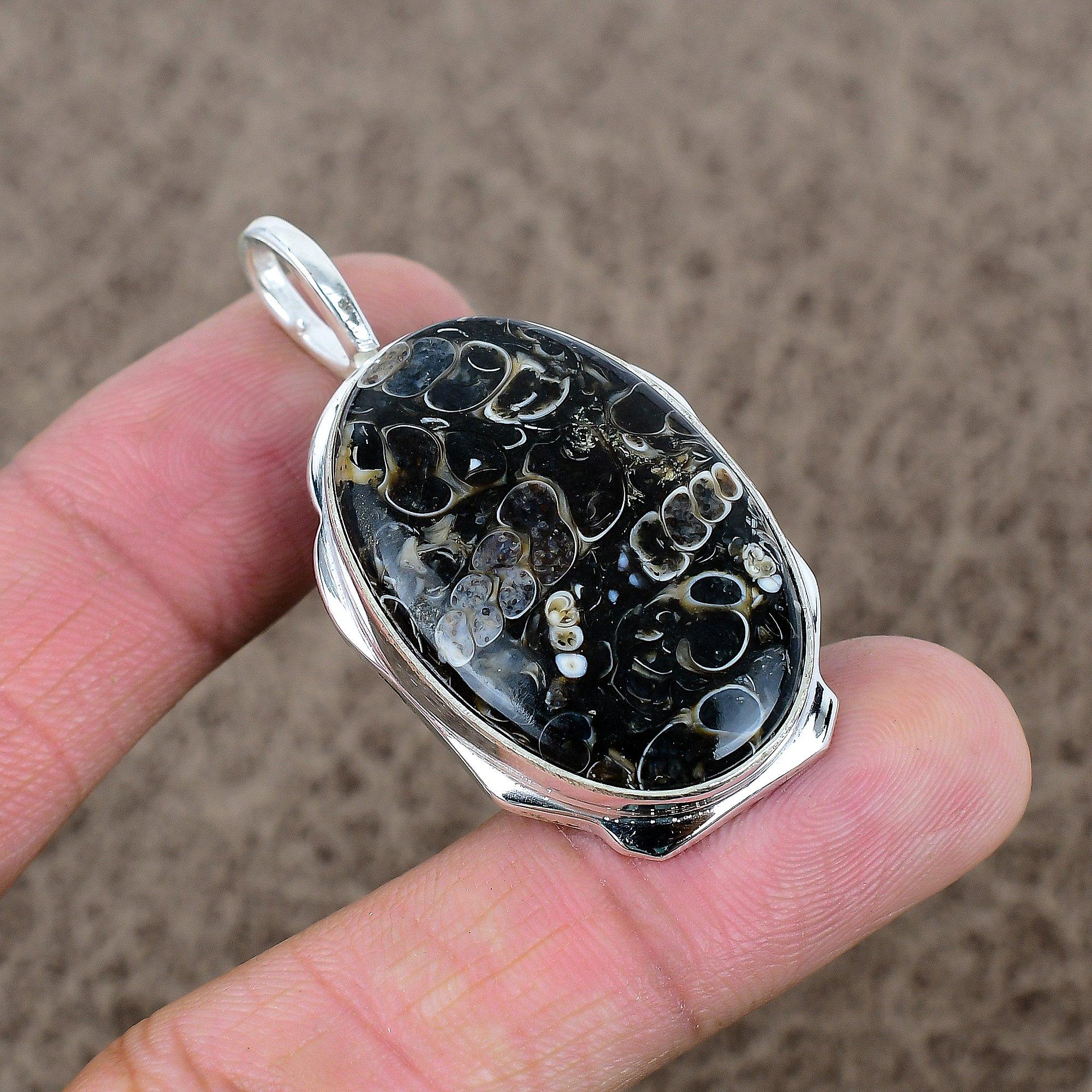 

Turritella Fossil Gemstone 925 Sterling Silver Jewelry Pendant 2.05 KKG-383