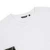 IKALOOK Printed Color Block White Round Short Sleeve T-Shirt Stee164
