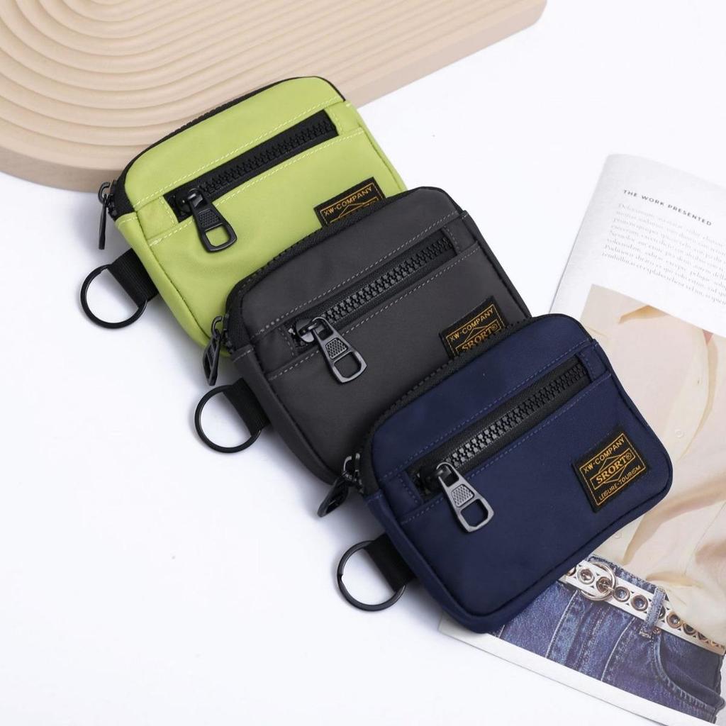 Unisex Oxford Cloth Coin Purse: Workwear Style Card Holder & Multifunctional Earphone Hanging Bag