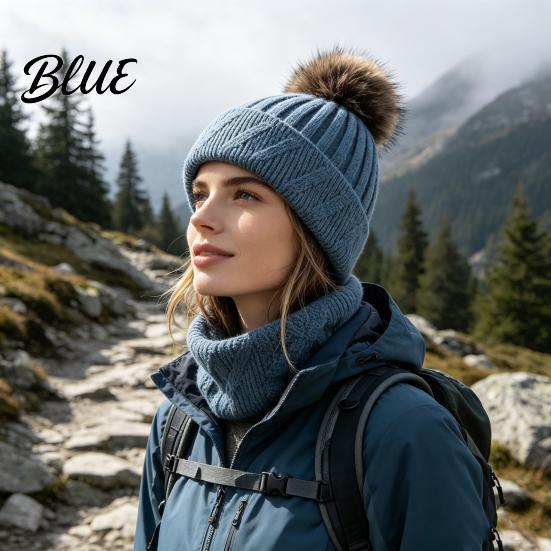 Cozy Knit Hats for Ponytails Winter Knitted Hat Women Cold Weather Fleece Lined with Pom Breathable Warm Headwear Pom Chunky Snow Hat Soft