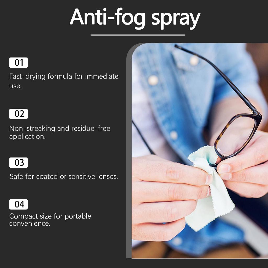 Anti-Beschlag Brillen Spray - Reinigungs- & Entnebelungs-Lösung für klare Sicht - Tragbarer Linsenpflege-Nebel