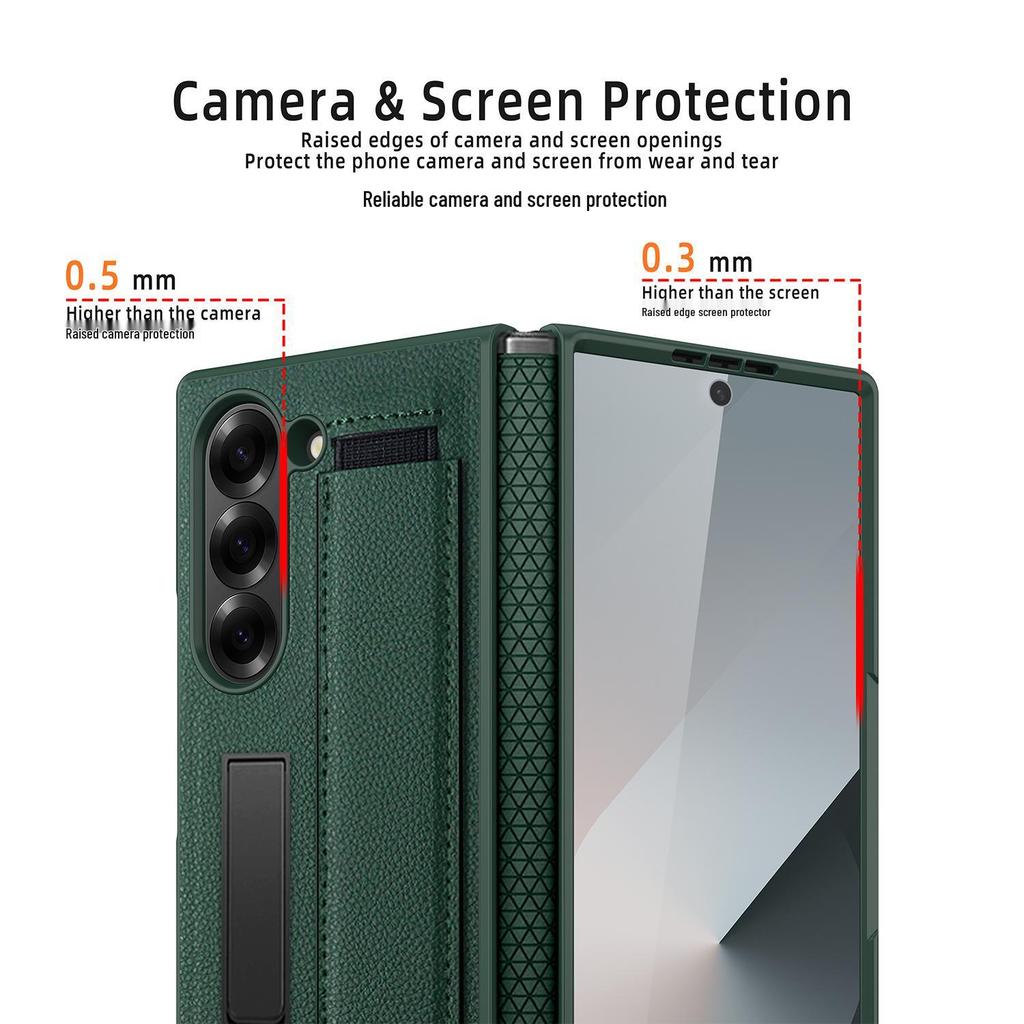Samsung Fold6/Fold5 Protective Case with Wrist Strap and Hinge Film