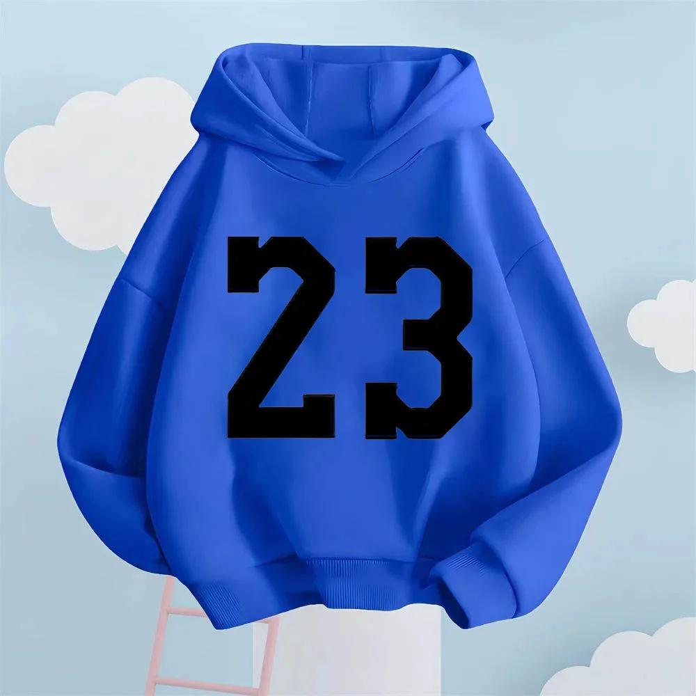 Creative Number 23 Printed Children's Sports and Leisure Comfortable Hooded Sweatshirt
