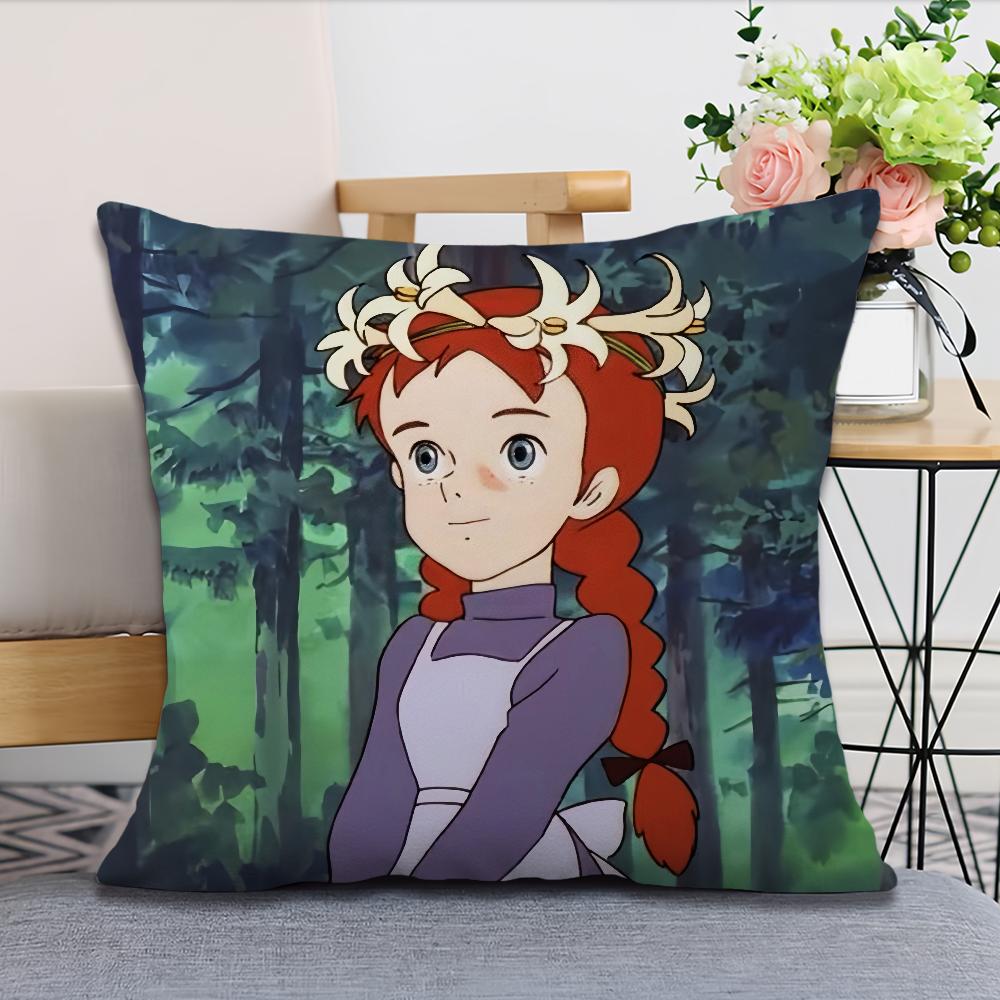 cartoon manga anume a-Anne of Green Gables soft Comfortable Pillow Case for Sofa Living Room Home office Decor Protective Covers