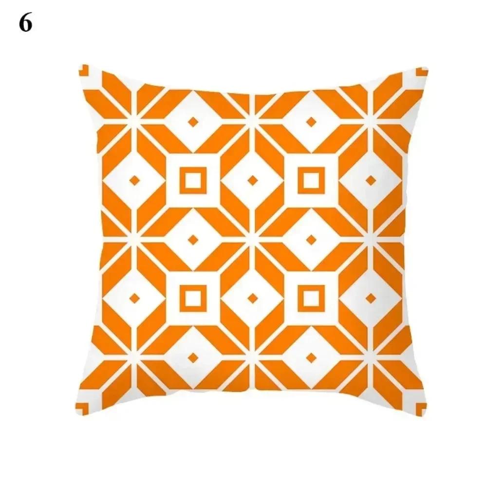 Retro Orange Color Geometric Throw Pillow Cover With Short Plush Print Living Room Sofa Decoration Cushion Cover Pillow Covers