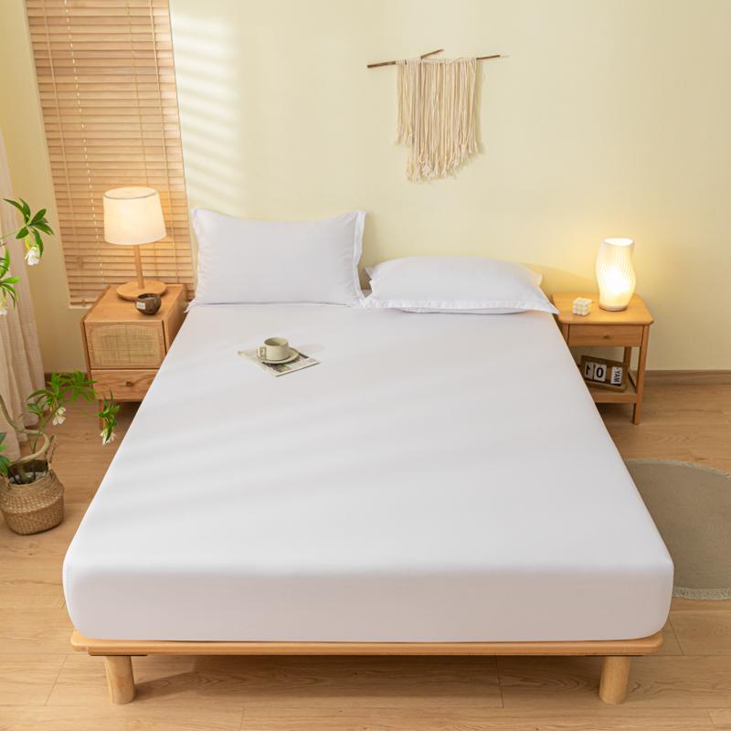 Fitted Bed Sheet with Elastic Band Solid Color Soft Mattress Cover for Single Double King Queen Bed 90/120/140/150/160/180x200cm