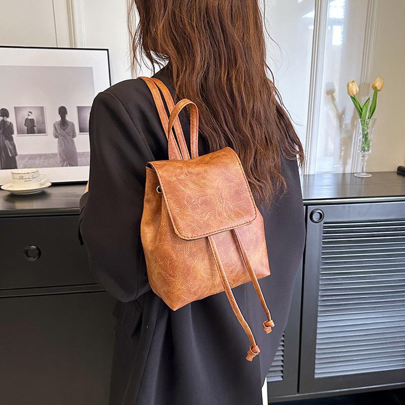 Retro American Style Pu Backpack  Girly Commuter Bags Women Outdoor Portable Storage Bags Large Capacity Student Bag Gift