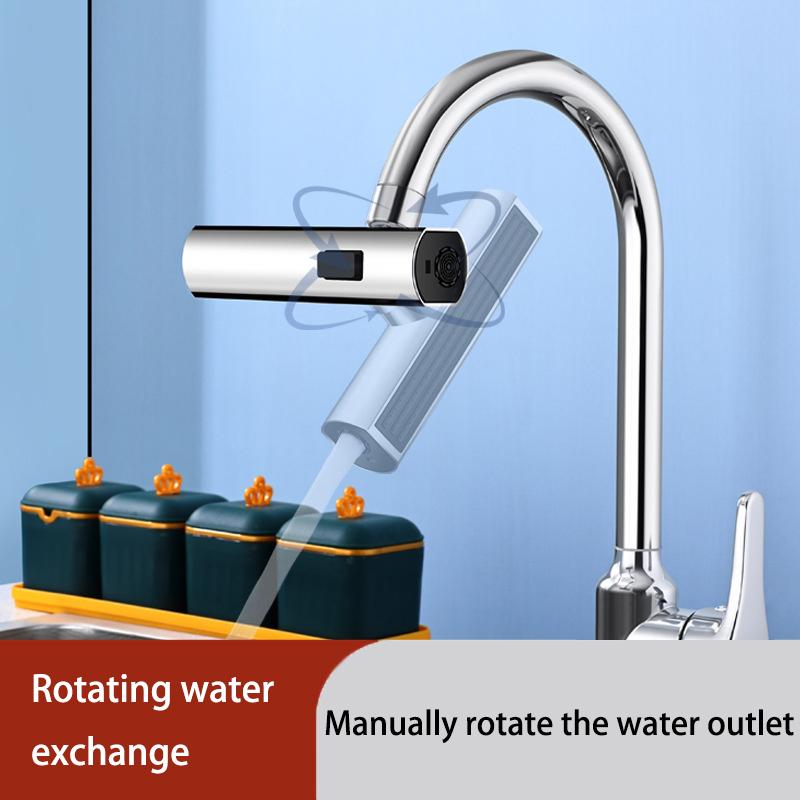 360° Rotating Kitchen Sink Faucet Extender Universal Three-speed Waterfall Spout Pressurized Anti-splash Water Nozzle