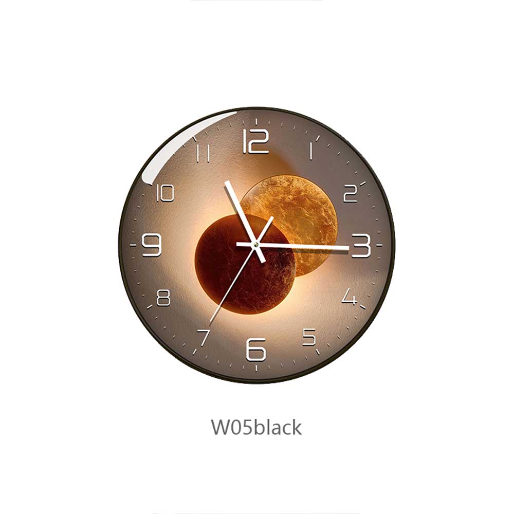 Glass Wall Clock Modern Design Geometric Series Art Round Mute Creative Hanging Home Living Room Bedroom Decoration 12 Inch