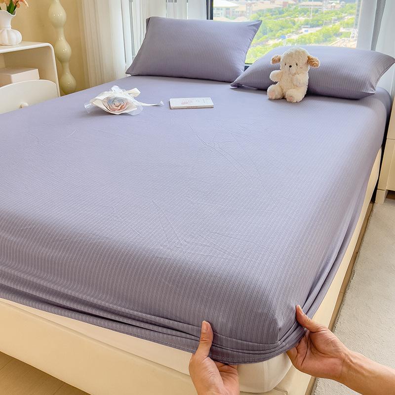 Einfarbig gewaschene Baumwolle Spannbettlakenbezug Schutzbezug Matratze Schmutzabweisend Studentenwohnheim Spannbettlaken