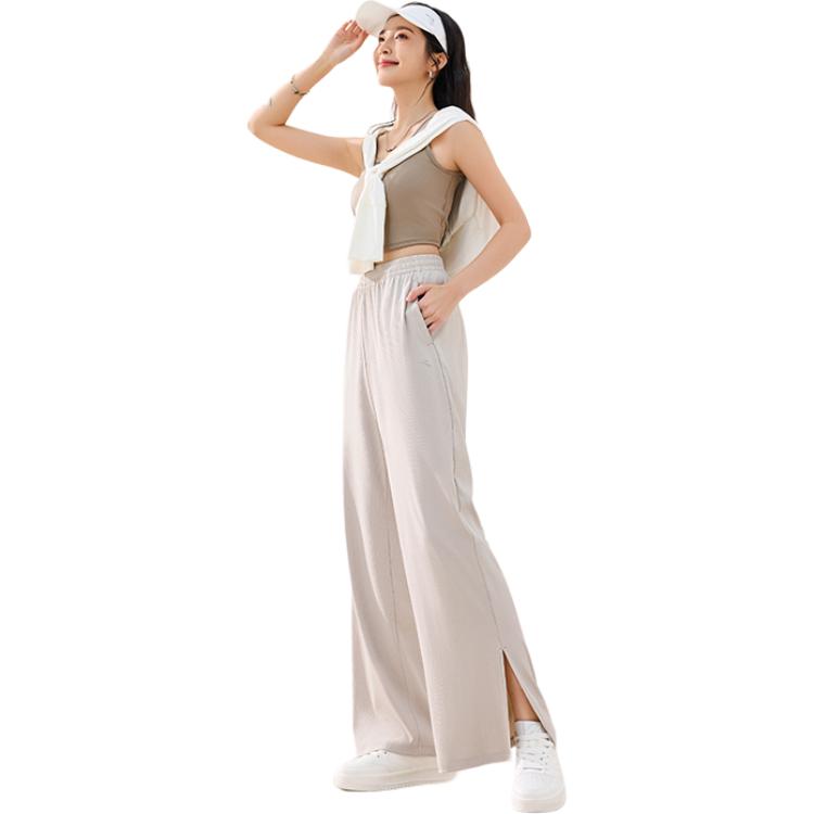 Anta Einfache Mid-Waist Sporthose mit Kordelzug, atmungsaktiv, vielseitig, mit weitem Bein, Damen Hosen Galaxy-Grau 962527303-5
