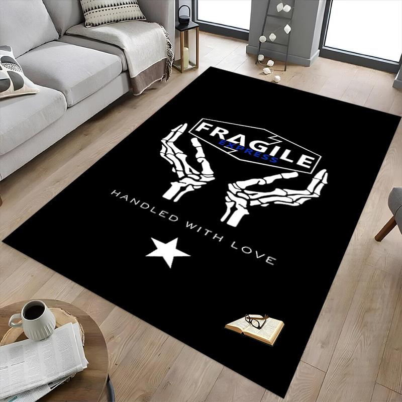 1pc FRAGILE EXPRESS Home Office, Durable Polyester Floor Mat with Easy, Office Decor, Urban Style, Nonslip Backing, Highquality Fabric