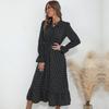 European & American Long-Sleeved Pleated Polka Dot Dress - Autumn/Winter 2022