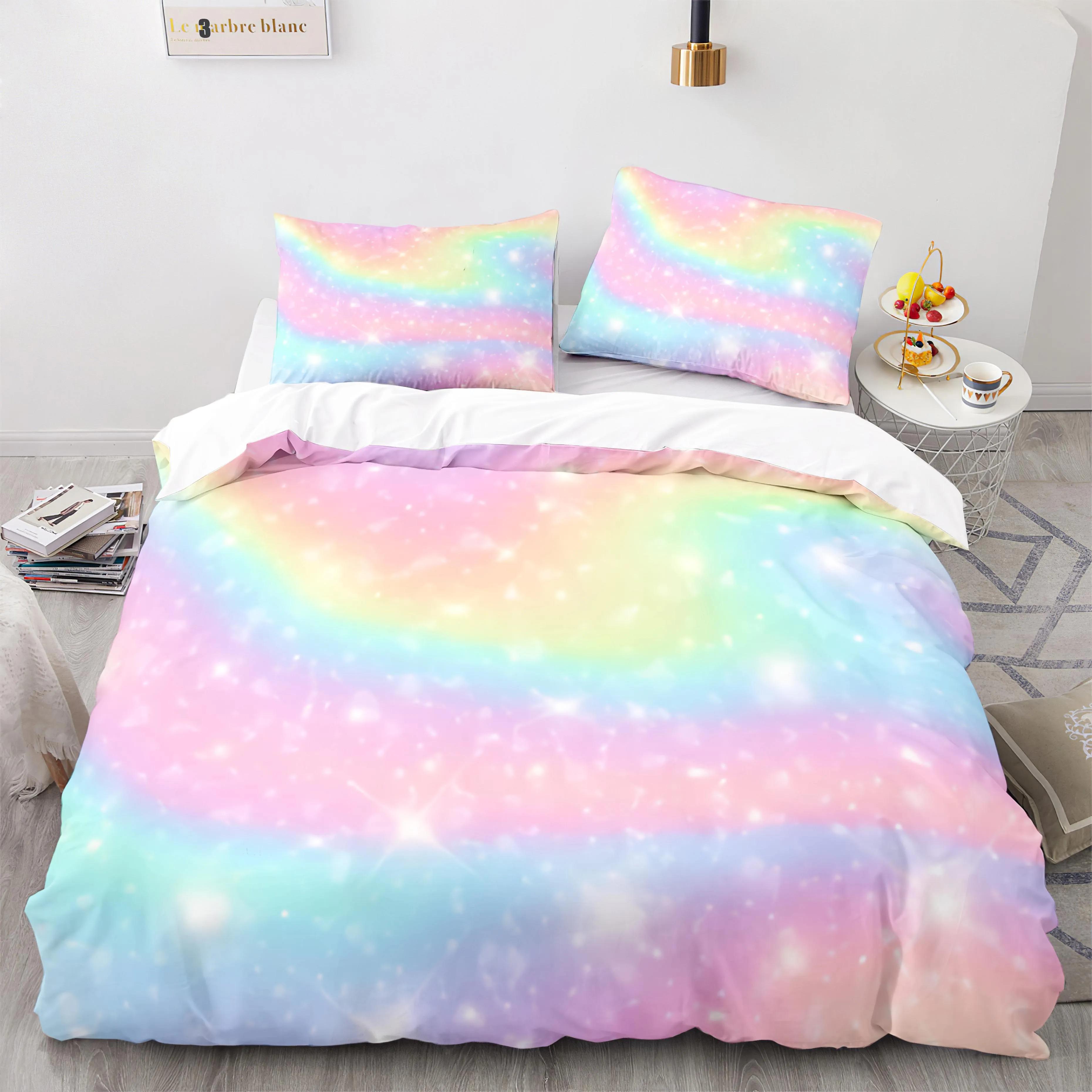 

Комплект постельного белья «Цветная радуга» односпальный односпальный комплект постельного белья «Радуга» в полный размер 3D анимация для взрослых и детей 70x133cm 2pcs