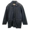 STONE MILLED Cowhide Leather Coat L Black Men's Used