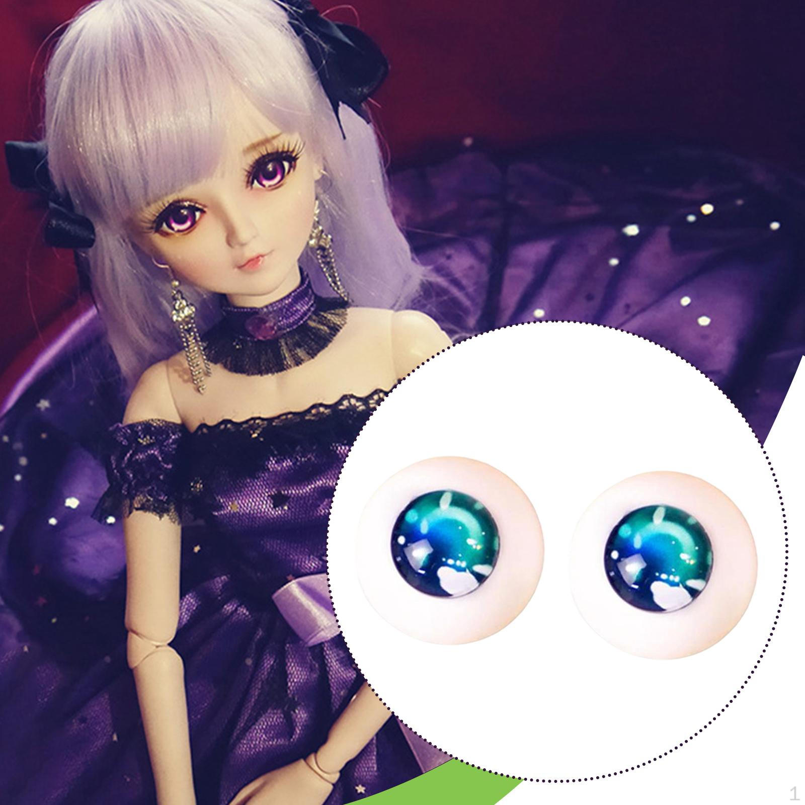 

2 Pieces Doll Eyes Acrylic Art Crafts Sturdy Gift Versatile High Performance for 1/3 Dolls Green