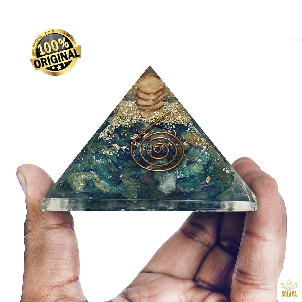 Original Green Aventurine Pyramid - Certified Natural Green Stone Pyramid for Money, Prosperity, Wealth, Abundance, Protection from Negative Energies