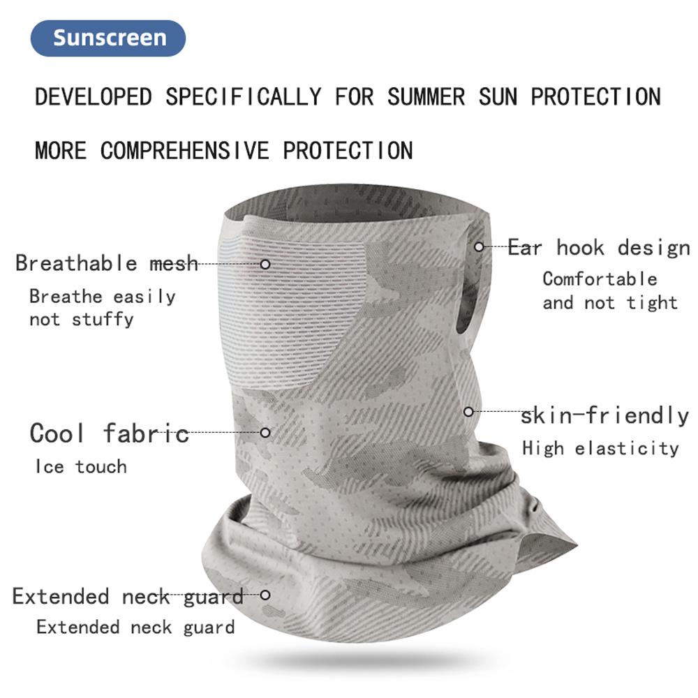 Solskydd Ansiktsmask Andningsbar Nät Halsduk Mask Scarf Isilke Utomhusmask Körning Cykling Elastisk Hängande Öronmask