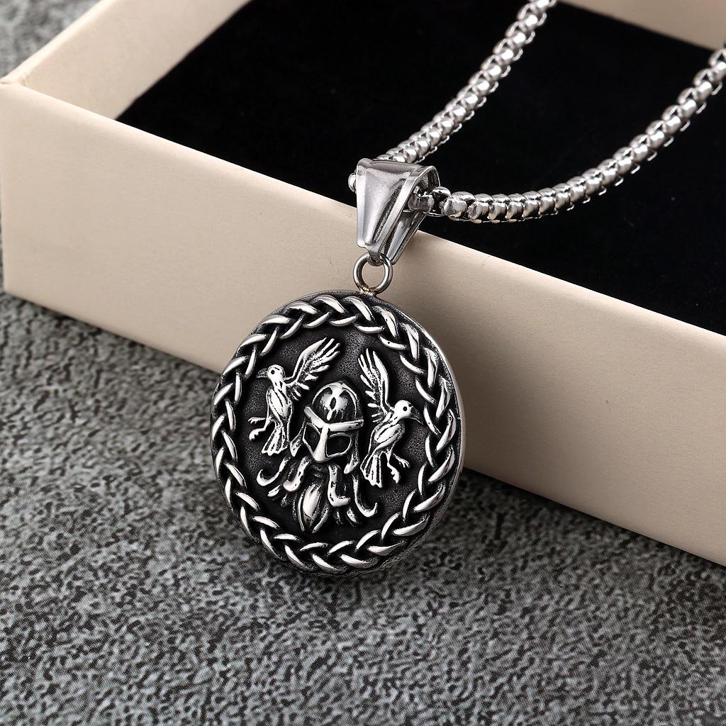 Viking Double Sided Odin Triangle Symbol Pendant Necklace For Men And Women Stainless Steel Retro Jewelry