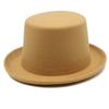 Roll Brim Fedora Hat for Adult Fashion Solid Color Panama Hat Magician Cap Wool Hat Cosplay Costume Unisex Flat Top Hat