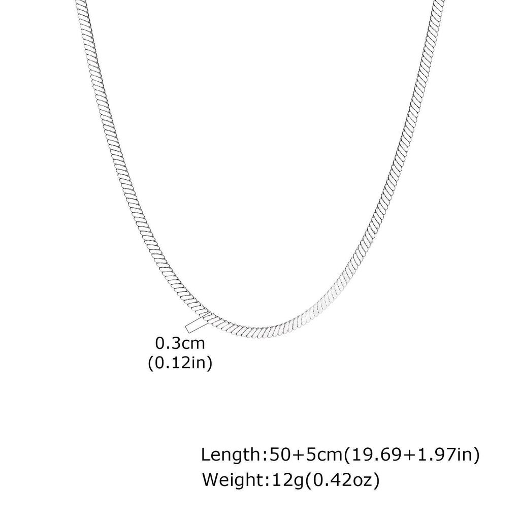 Vnox Width 3mm Flat Snake Silver Color Necklace for Men, Stainless Steel Vintage Blade Chain Collar, Hiphop Casual Jewelry Gifts