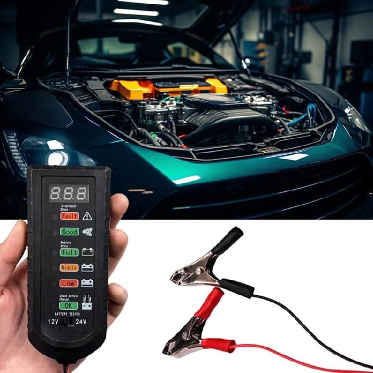 Heavy Duty Car Battery Load Tester 1000A Cranking Simulation Shock Resistant ABS Housing Clear LCD Display for Mechanic