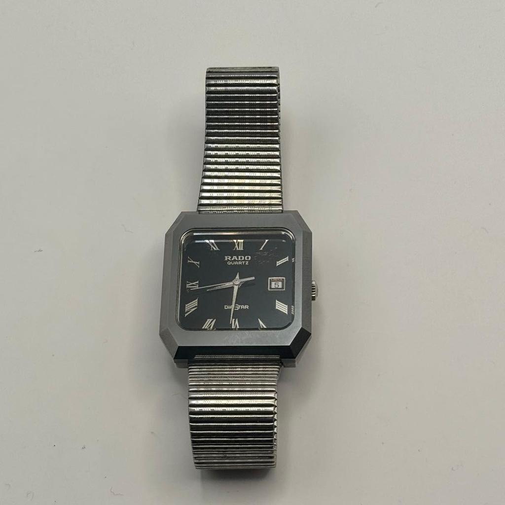 Used [Battery Replaced] Working Item RADO Watch Men's Date Quartz Silver Black