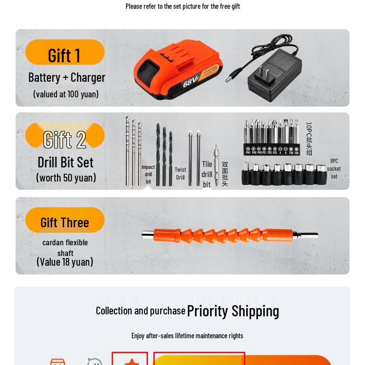 Multifunction Electric Handheld Drill & Screwdriver Set - Impact, Woodworking, Pistol Drills with Toolbox