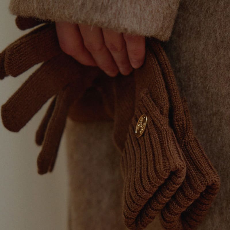 HOUSE of POND Coin Wool Gloves (Beige, Grey, Red, Brown)