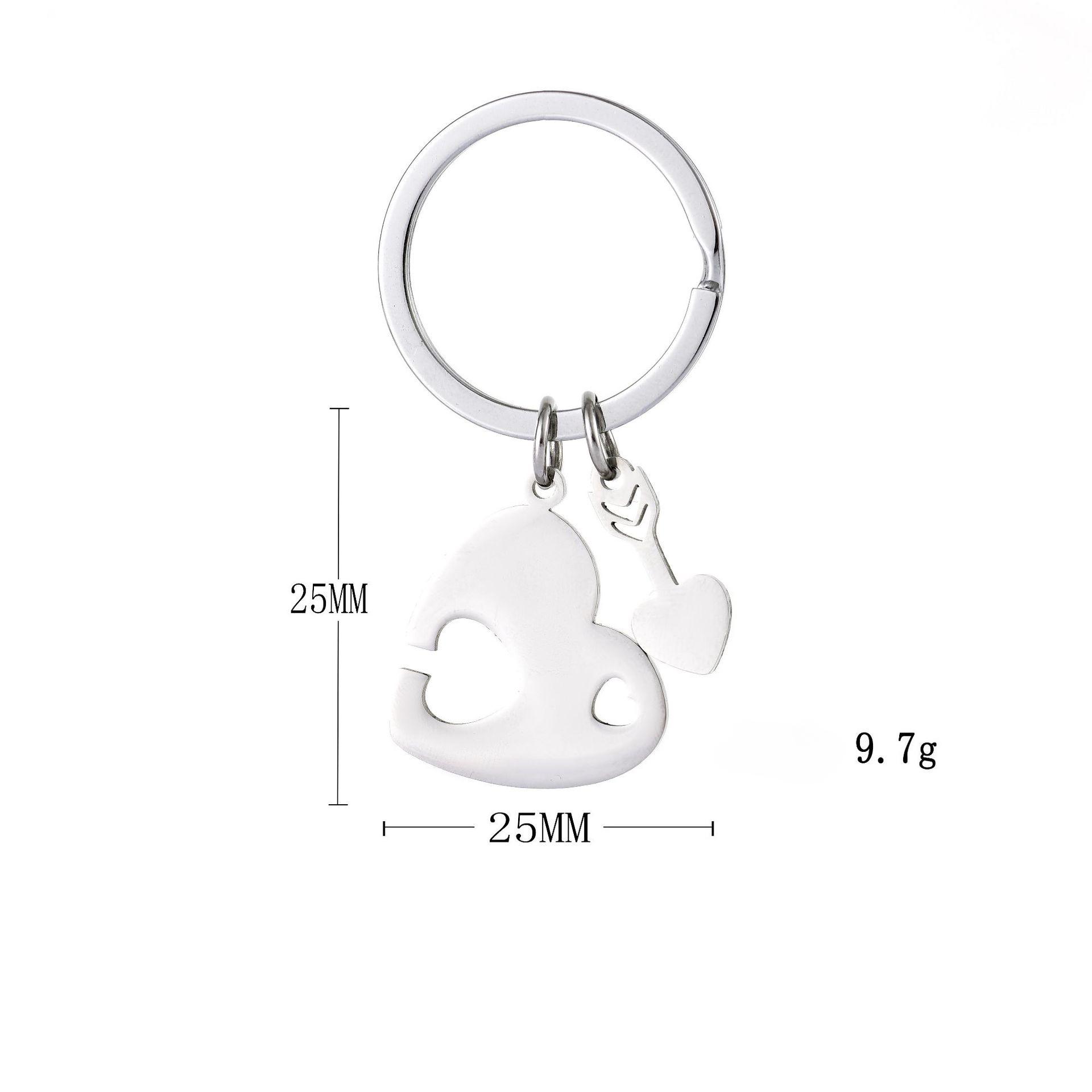 Hollow Love Pair Stainless Steel Keychain Cupid Arrow Design Fashion Couple Pendant Practical Romantic Gift