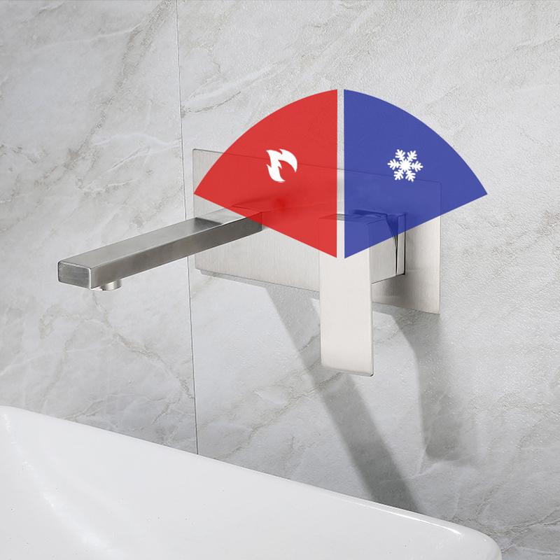 Wash Basin Bathroom Faucet Hot and Cold Water Wall Mount Mixer Sink Tap Bath Modern Single Lever Handle Bathroom Accessories