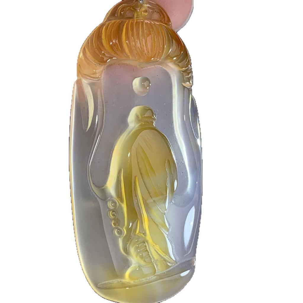 High Ice Yellow Agate Chalcedony Enlightenment Pendant